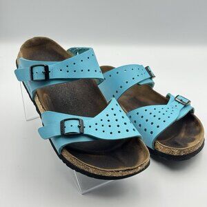 Birkenstock Birki’s Freeport Birko-Flor Sandals Womens Size 7 Blue 2 Strap
